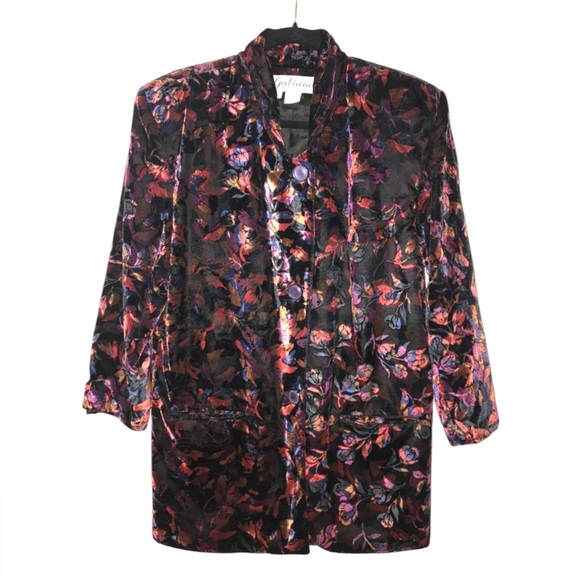 Rare Vintage Gabiano Burned Velvet Blazer, Size L - Picture 3 of 8